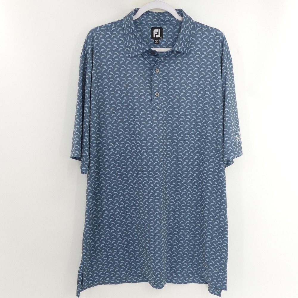 FootJoy Golf Polo Shirt Dolphins All‎ Over Print AOP Blue Men's XL
